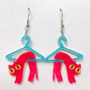 Hanging Cat on Hanger Acrylic Earrings