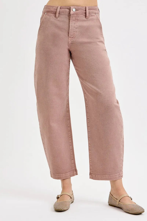 TC-High-Rise- Cropped Barrel Pants- Mauve