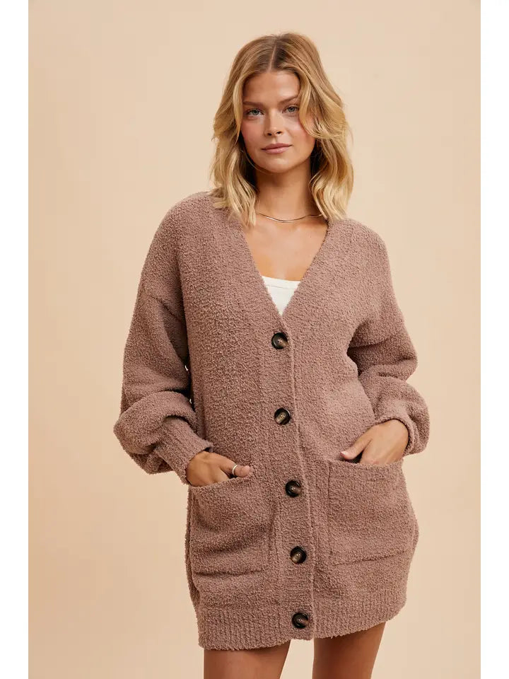 Fuzzy Chenille Cardigan