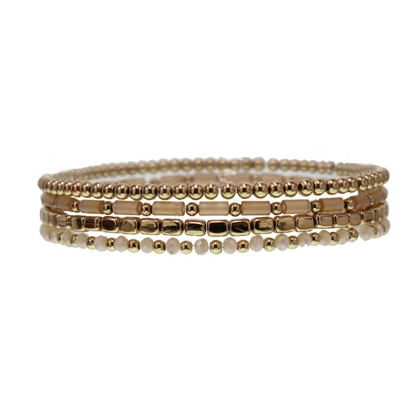 Delicate Four Piece Bead Stretch Bracelet