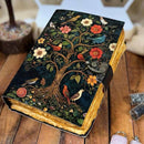 Grimoire leather journal - Bird And Tree Printed Blank Book