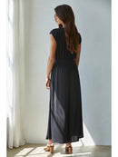 Knit Polyester Spandex V-Neck Short Sleeve Jumpsuit