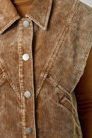 Oversized Washed Corduroy Vest - Washed Cocoa