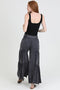 Smocked Waist Tiered Wide Leg Pant - Black