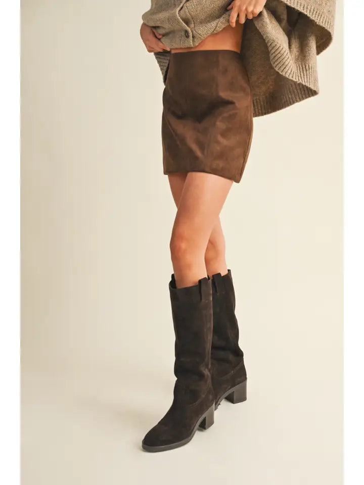 Fitted Suede Mini Skirt