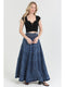 Tiered A Line Maxi Skirt - Denim
