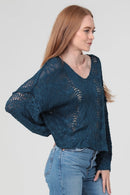 Beachy Light Weight V Neck Crop Pullover Sweater