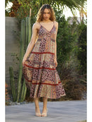 V Neck Lace Trim Maxi Dress