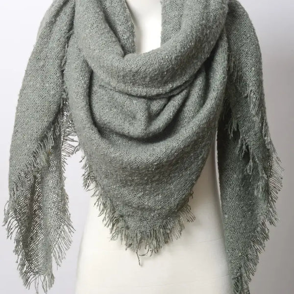 Cozy Mohair Open Work Square Blanket Scarf