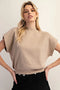 Mock Neck Short Sleeve Knit Top