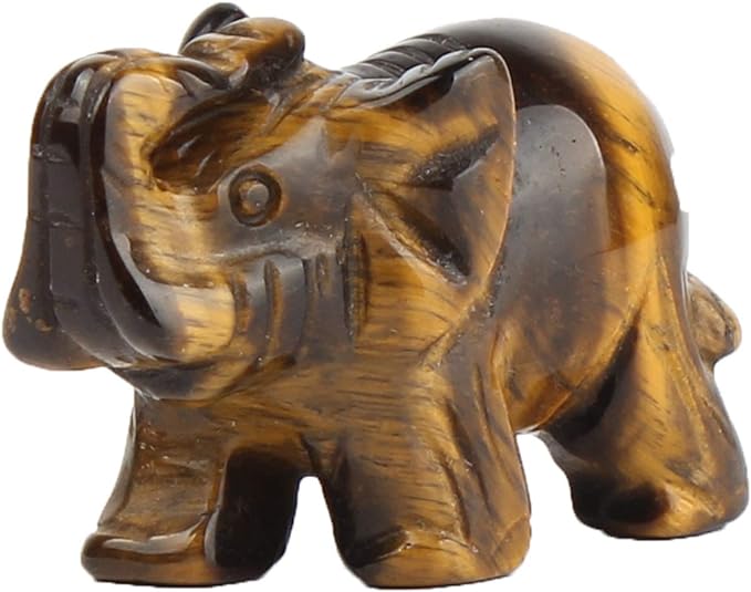 Hand Carved Gemstone Elephant Animal Figurine