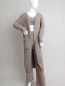 Boucle Cozy Longline Cardigan w/ Pockets - Mocha