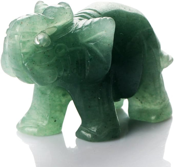 Hand Carved Gemstone Elephant Animal Figurine