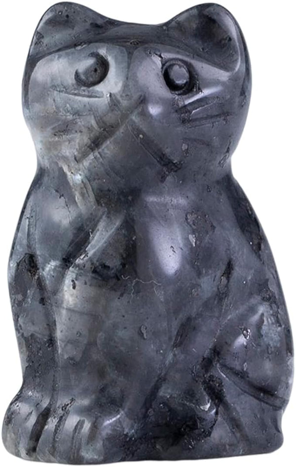 Hand Carved Gemstone Cat Animal Figurine