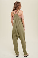 Ribbed Knit Jumpsuit w/ Pockets - Olive