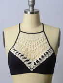Crochet Lace High Neck Crop Top