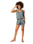 Short Sleeveless Summer Playsuit -Teal