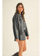 Washed Leather Zip Up Jacket