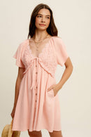 Lace Trim Babydoll Mini Dress