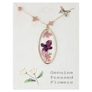Sweet Vintage Gold Rose Quartz Dried Flower Necklace