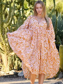 Mylah Midi Dress Block Printed - Mustard