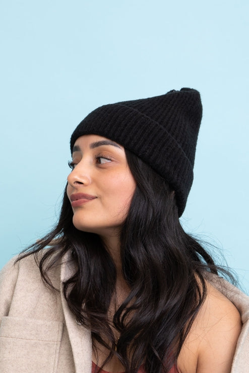 Versatile Cuffed Beanie-Black