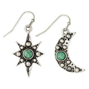 Southwest Nights Silver Turquoise Moon Star Earrings