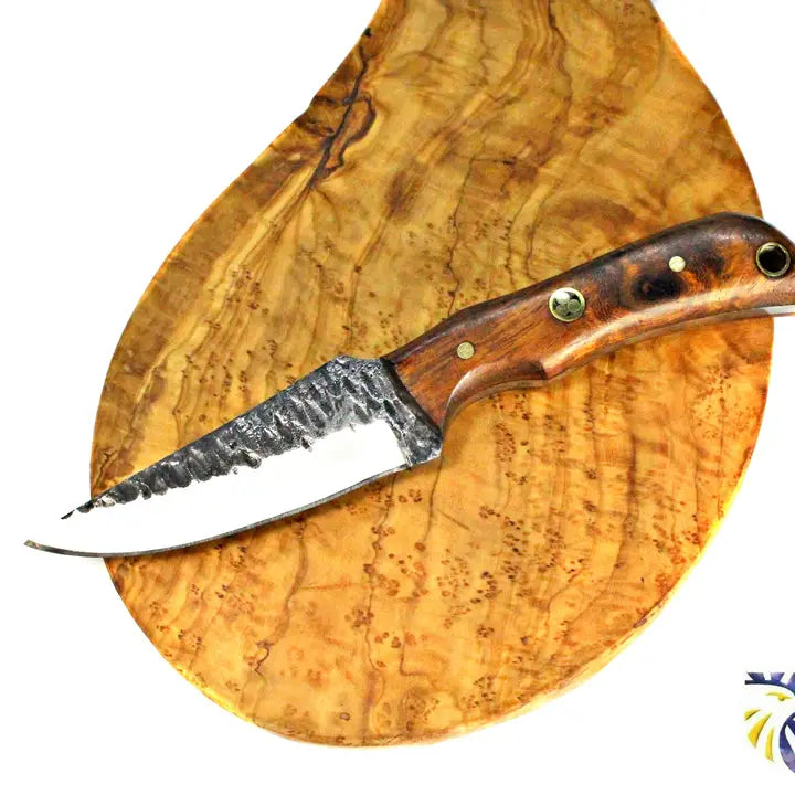 E3 Carbon 1080 Neck Knife with Forged Scales, Mini /Rosewood