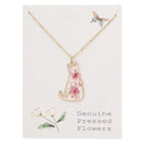 Floral Friend Gold Cat Dried Flower Necklace