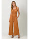 Suede Wide Leg Jumpsuit - Pumkin