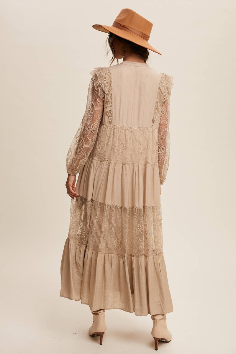 Tiered Lace Maxi Boho Dress