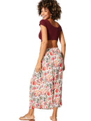 Long Summer Skirt - Cream & Colorful Floral