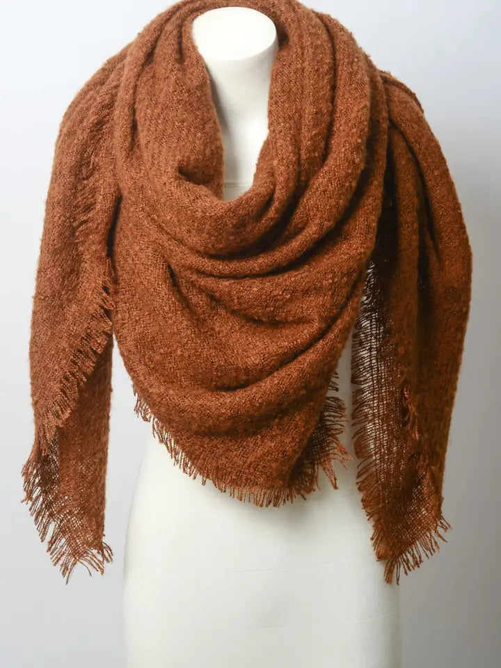 Cozy Mohair Open Work Square Blanket Scarf