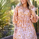 Mylah Midi Dress Block Printed - Mustard