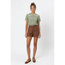 Suede Pleated High Waisted Shorts