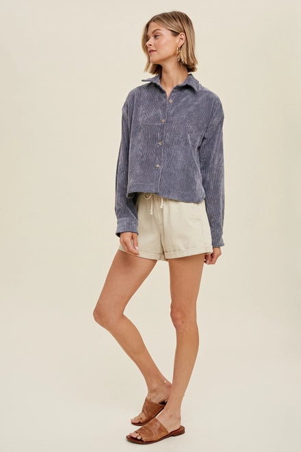 Corduroy Relaxed Crop Shacket