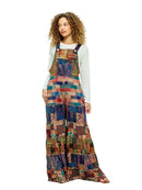 Overalls Soft Boho Geo Floral Tiered Wide Leg