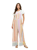 Floral Boho Ruffled Multicolor Overall