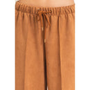 Suede Elastic Waistband Trousers