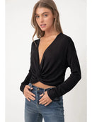Twist Front Long Sleeve Top