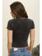 Washed Ribbed Short Sleeve Cropped Knit Tee