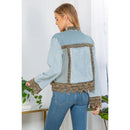 Sunset Serenade: Ice-Washed Denim Jacket with Gravel Lace