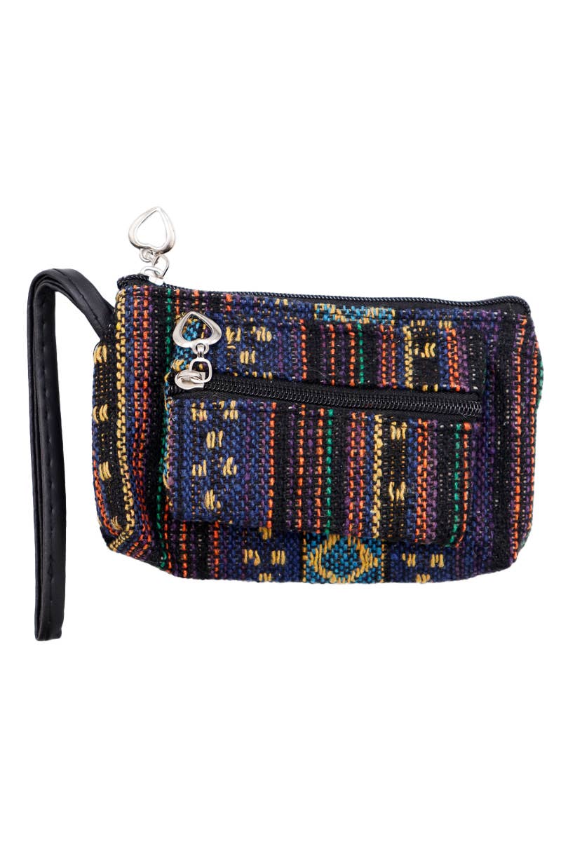 Navajo Baja Tribal Double Zipper Coin Purse Pouch