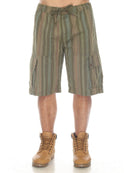 Stripe Cotton Cargo Pocket Shorts
