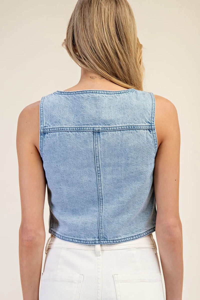 Mineral Washed Denim Vest