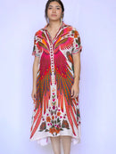 Tallulah Print Dress-Beige Plum