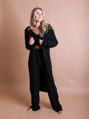 Boucle Cozy Longline Cardigan w/ Pockets - Black