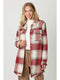 Fringe Detailed Long Plaid Jacket