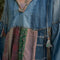 Relaxed Waist-Length Denim Hoodie with Eclectic Plaid Fusion