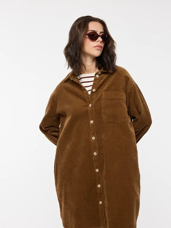 Corduroy Mini Shirt Dress